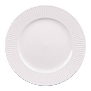 Visuel 1 du produit Assiette plate en porcelaine blanche et contour strié Lina - Ø 27 cm