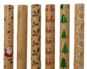 Visuel 1 du produit Papier cadeau de Noël en kraft brun à motif - 150 x 70 cm