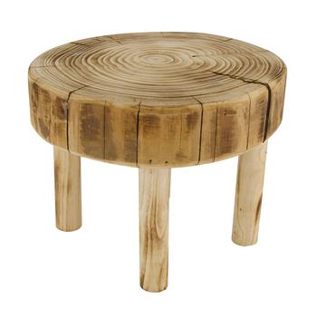 Visuel 1 du produit Plateau rond sur pied en bois recyclé naturel - Ø 25 x H 20 cm