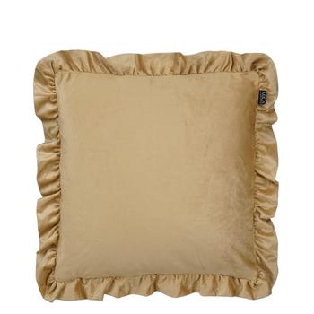 Visuel 1 du produit Coussin en velours polyester marron avec volant Glance - 50 x 50 cm