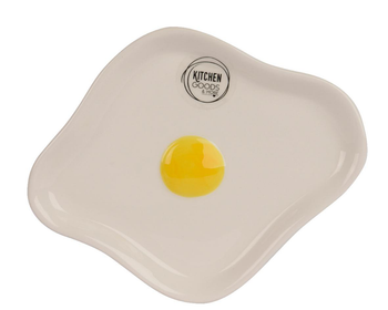 Visuel 1 du produit Petite assiette en dolomite blanche avec œuf au plat - 16,9 x 13,7 cm