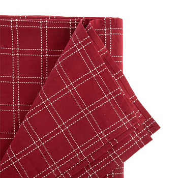 Visuel 1 du produit Nappe à carreaux en coton bordeaux et fils dorés - 250 x 150 cm