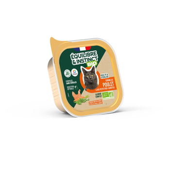 Visuel 1 du produit Aliment humide pour chat adulte poulet et petits pois carottes bio Équilibre & Instinct - 85 g