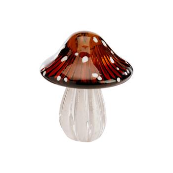 Visuel 1 du produit Champignon en verre marron et blanc Sulfure petit modèle - Ø 8 x H 8,5 cm