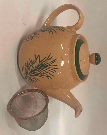 Visuel 1 du produit Théière en grès beige à motif vert Hector