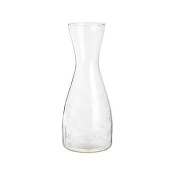 Visuel 1 du produit Carafe en verre transparent à fleurs gravées - Ø 10 x H 25,5 cm