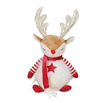 Visuel 1 du produit Biche blanche à habits rouges assise - 31 cm