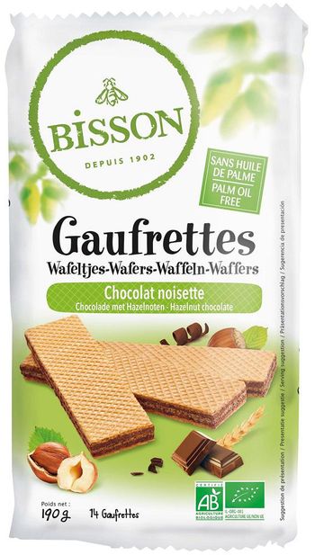 Visuel 1 du produit Gaufrettes chocolat noisette bio Bisson - 200 g