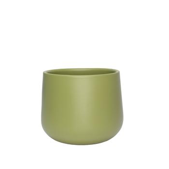 Visuel 1 du produit Cache-pot en céramique modèle 620-15 coloris vert olive - Ø 13,5 x H 13 cm