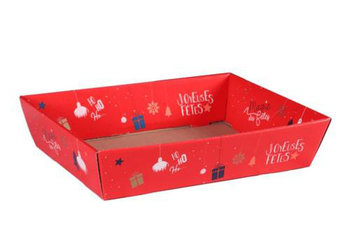 Visuel 1 du produit Corbeille Sofia en carton rouge Cav Service - 37 x 28 x 8 cm