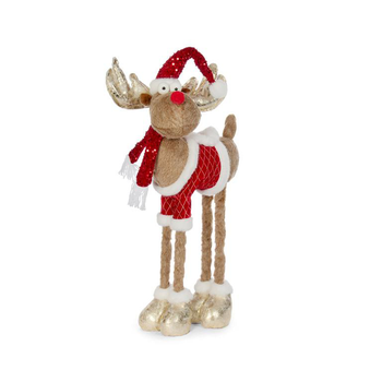 Visuel 1 du produit Cerf doré en habit de Père Noël beige et rouge Rudolph - 76 à 91 cm