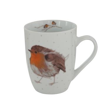 Visuel 1 du produit Mug en porcelaine blanche avec rouge gorge Robin - 330 ml