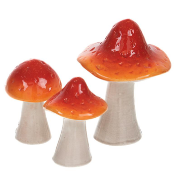 Visuel 1 du produit Figurine décorative champignon coloris orange en céramique - 10 x 13,5 x 10 cm