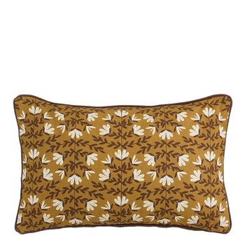 Visuel 1 du produit Coussin en coton recyclé ocre à motif fleur - 55 x 35 cm