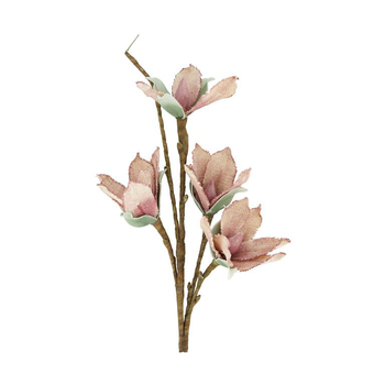 Visuel 1 du produit Branche de 3 fleurs de magnolia en jute violet clair - 30 x 10 x 77 cm
