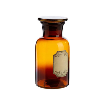Visuel 1 du produit Bouteille déco style herboristerie en verre fumé ocre - Ø 8,5 x H 16,5 cm