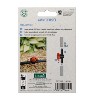 Visuel 1 du produit Vanne d'arrêt pour tuyau Ø13/16 mm botanic® - Arrosage goutte à goutte