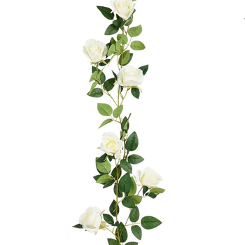 Visuel 1 du produit Guirlande de roses artificielles blanches - 180 x 15 x 6 cm