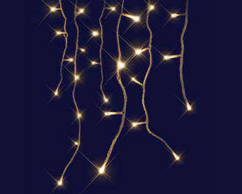 Visuel 1 du produit Stalactite lumineuse connectable x3 à 160 LED flash blanc chaud sur câble blanc - 8 m x 0,54 m