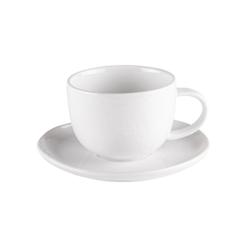 Visuel 1 du produit Tasse à thé avec sous-tasse en porcelaine blanche Ecume - 22 cl