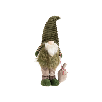 Visuel 1 du produit Gnome vert et brun debout avec hotte en jute moyen modèle - 68 cm