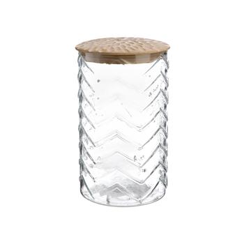 Visuel 1 du produit Boîte décorative en verre transparent avec couvercle en bois grand modèle - Ø 12 x H 20 cm