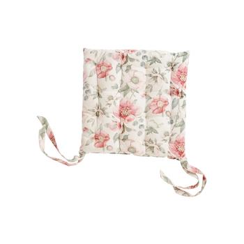 Visuel 1 du produit Galette de chaise carrée en coton à motif floral rose Exquise-Noblesse - 40 x 40 cm