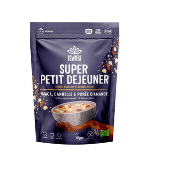Visuel 1 du produit Super pétit dejeuner bio framboise, beurre de cacahuete Iswari - 360 g