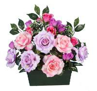 Visuel 1 du produit Jardinière de rose artificielles fleurs et bouton