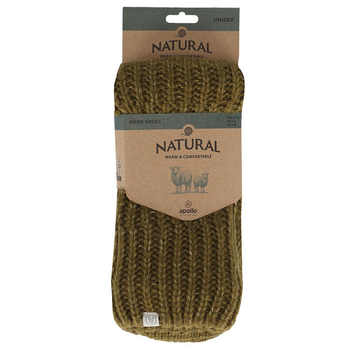 Visuel 1 du produit Chaussettes d'intérieur côtelées en laine coloris kaki Apollo - 43/46