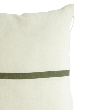 Visuel 1 du produit Coussin carré en coton blanc décor ligne verte - 40 x 40 cm