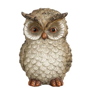 Visuel 1 du produit Hibou décoratif en polyrésine grise - 12,5 x 11 x 17,5 cm