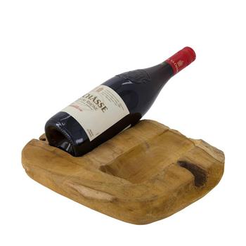 Visuel 1 du produit Porte-bouteille pour 2 bouteilles en bois de teck naturel - 30 x 30 x 8 cm