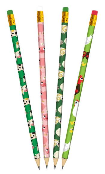 Visuel 1 du produit Ensemble de 4 crayons à papier thème ferme Cartedart - 19,5 cm