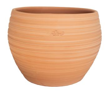 Visuel 1 du produit Pot rond alma strié coloris beige en terre cuite - Ø 36 x 29 cm