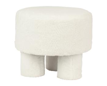 Visuel 1 du produit Tabouret en fourrure polyester blanche - Ø 37 x H 32 cm