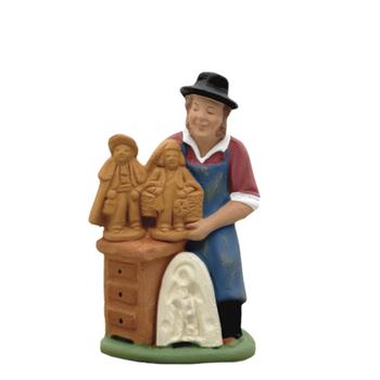 Visuel 1 du produit Santon personnage pour village de Noël santonnier coloris multicolore en argile - H 7 cm