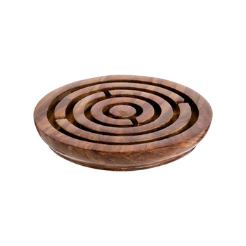 Visuel 1 du produit Objet décoratif labyrinthe vintage en bois d’acacia naturel - Ø 15 cm