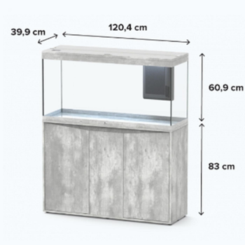 Visuel 1 du produit Aquarium tout équipé, gris béton, AQUATLANTIS AQUARIUM Splendid 120 - 293L