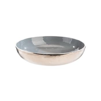 Visuel 1 du produit Saladier émaillé en aluminium bleu et argent - Ø 26 x H 6 cm