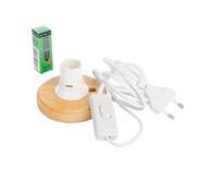 Visuel 1 du produit Kit électrique avec ampoule et socle rond en bois pour photophore maison taille M - les 3 pièces