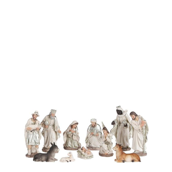 Visuel 1 du produit Figurines de la crèche de Noël coloris multicolore en polyrésine en lot de 11 - 5 x 4 x 11 cm