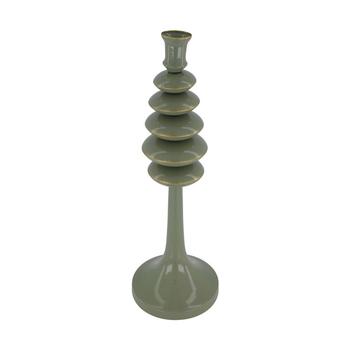 Visuel 1 du produit Bougeoir en métal vert d’eau grand modèle - Ø 12 x H 36,5 cm