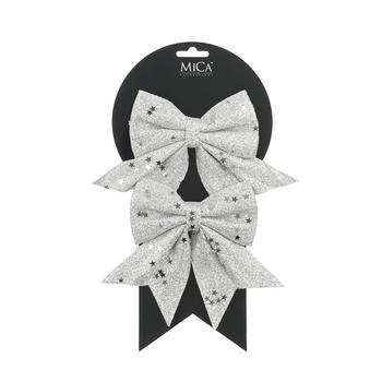 Visuel 1 du produit Ensemble de 2 nœuds en polyester argent - 12 x 13 cm