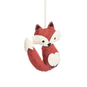 Visuel 1 du produit Suspension renard en feutrine rouge et blanche - 9 x 4 x 10 cm