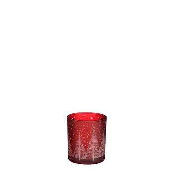 Visuel 1 du produit Porte-bougie en verre rouge motif arbre - Ø 7 x H 8 cm