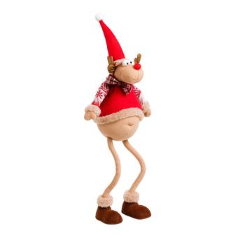 Visuel 1 du produit Peluche décorative de Noël renne pattes flexibles en polyester coloris multicolore - H 65 cm
