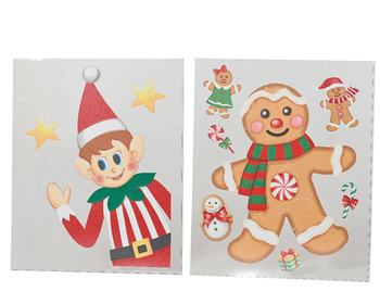 Visuel 1 du produit Vitrophanie personnages de Noël multicolores - 34,5 x 28,5 cm