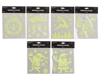 Visuel 1 du produit Vitrophanie décor Noël phosphorescente jaune - 18 x 21 cm