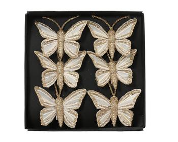 Visuel 1 du produit Papillon à clipser en plumes or clair - 5 x 3,5 cm
